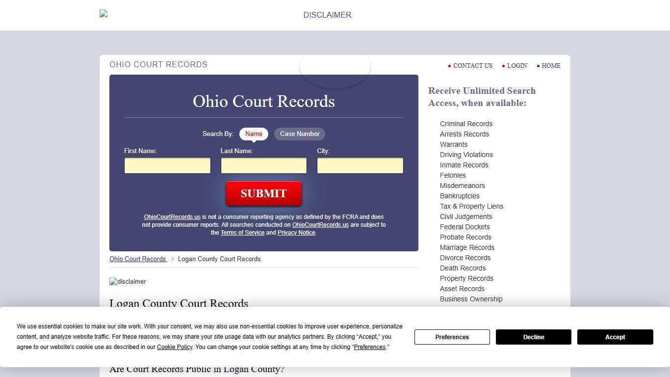 Logan County Court Records OhioCourtRecords.us