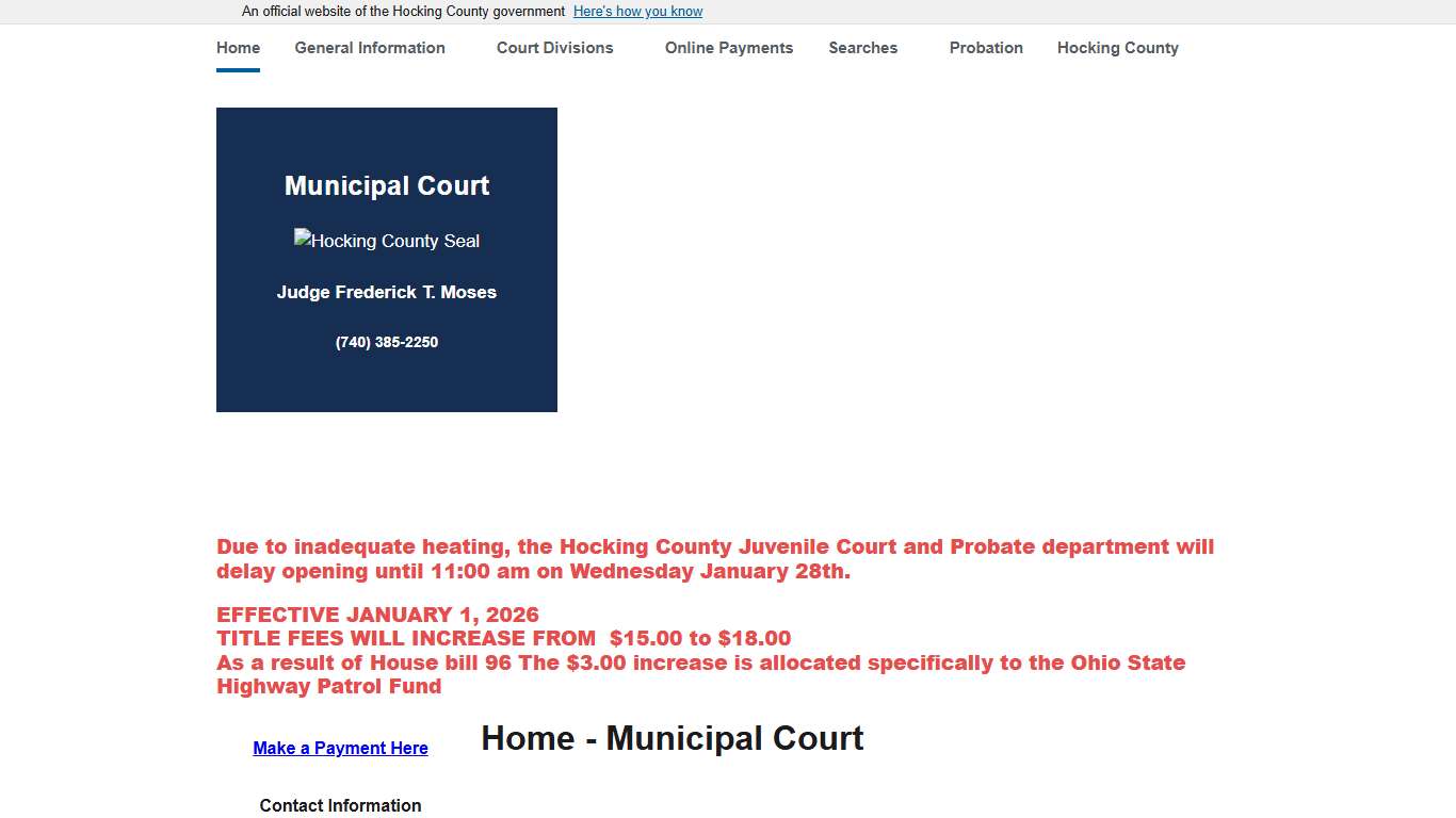 Home - Municipal Court Hocking County