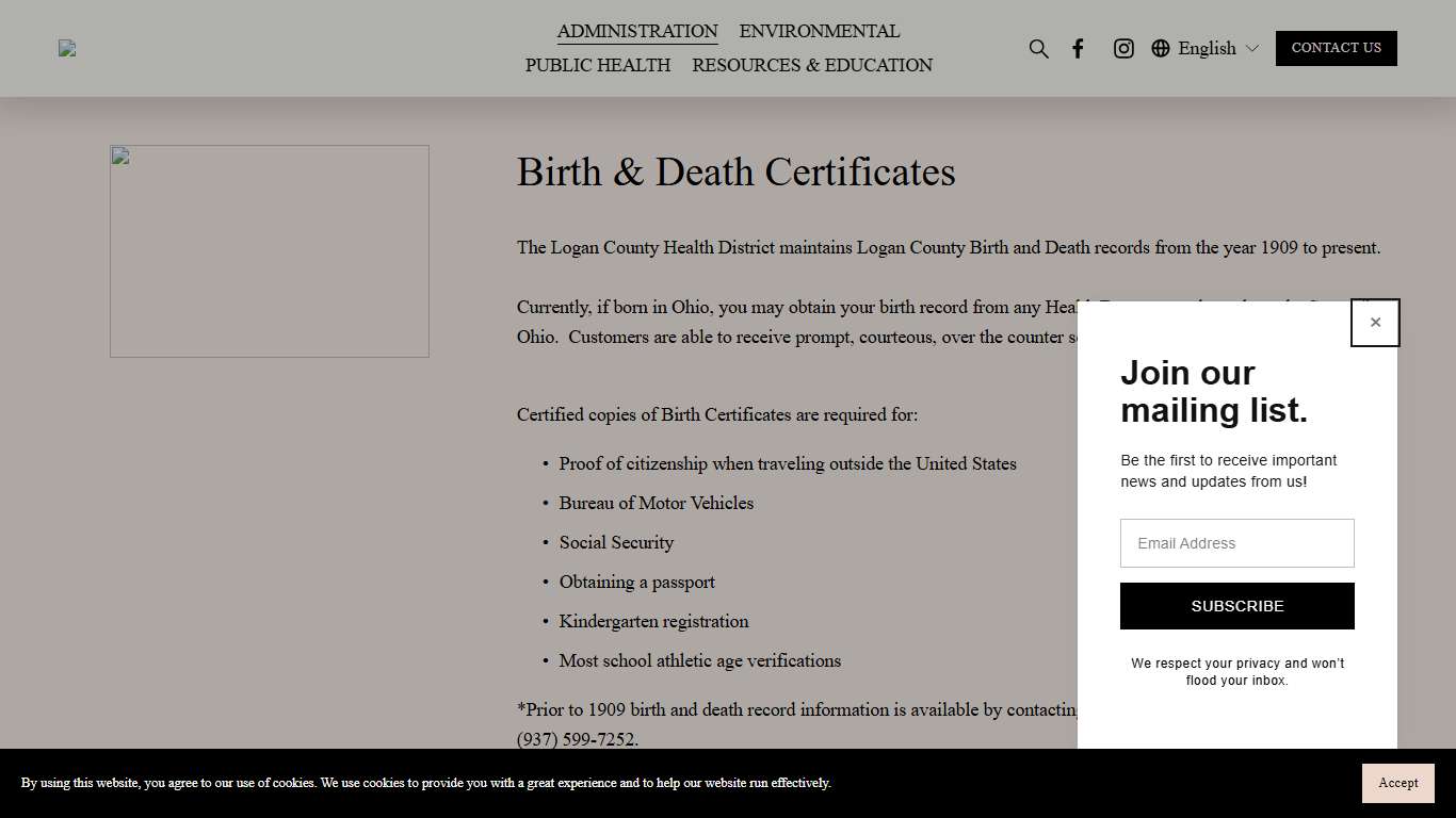 Birth/Death Certificates — Logan County Health District
